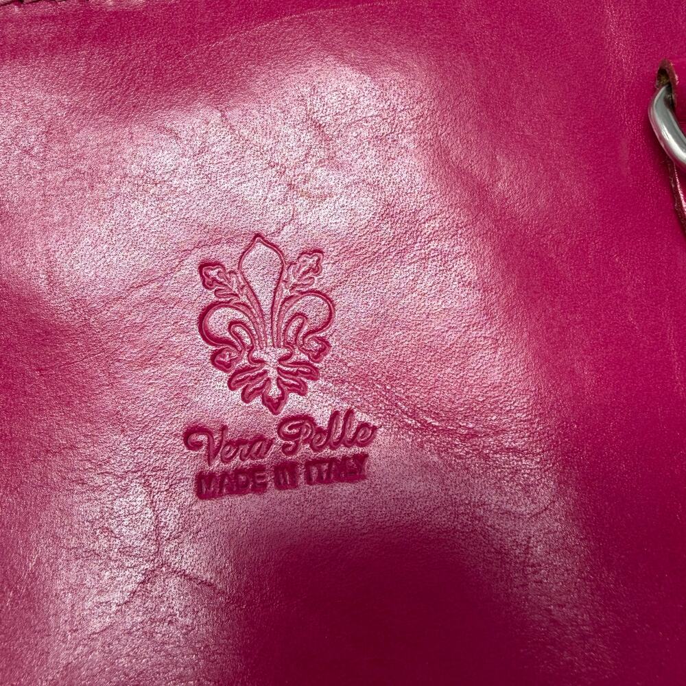Vera Pelle Crossbody Handbag Italian Leather Hot Pink Italy Minimalist Purse - Picture 5 of 8